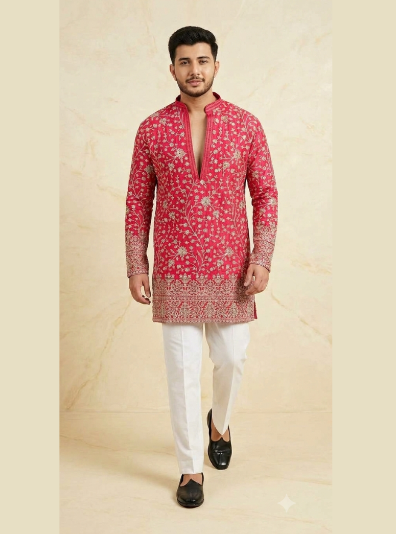 PINK EMBROIDERED KURTA